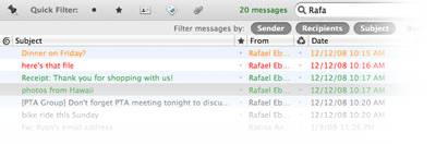 快速過濾列畫面擷圖